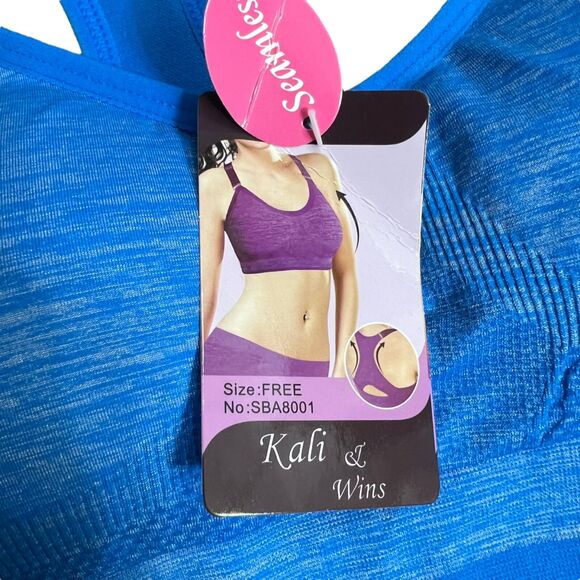Kali and Win Womens Sports Bra Seamless Racerback Light Support Black Med Large - Picture 7 of 8